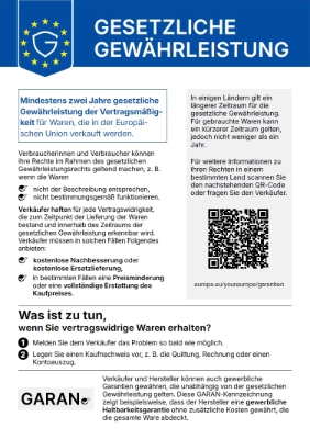 Gewährleistungslabel Deutsch